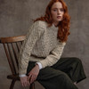 Women's Diamond Handknit Crew Neck Sweater - Oatmeal