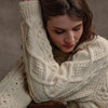 Women's Diamond Handknit Crew Neck Sweater - Natural White