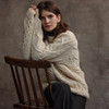 Women's Diamond Handknit Crew Neck Sweater - Natural White