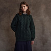 Women's Diamond Handknit Crew Neck Sweater - Dark Green
