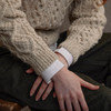 Women's Diamond Handknit Crew Neck Sweater - Oatmeal, Cuff & Sleeve