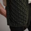 Men's Aran Scarf - Army Green, Hem & Pattern Detail