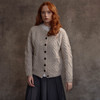 Women's Handknit Honeycomb & Chevron Aran Cardigan - Oatmeal