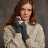 Women's Aran Handknit Fingerless Gloves - Charcoal