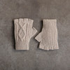 Women's Aran Handknit Fingerless Gloves - Oatmeal