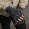 Women's Aran Handknit Fingerless Gloves - Charcoal