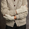 Women's Aran Handknit Fingerless Gloves - Natural White