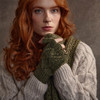 Women's Aran Handknit Fingerless Gloves - Green