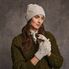 Women's Aran Handknit Fingerless Gloves - Oatmeal