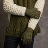Men's Aran Handknit Fingerless Gloves - Green