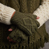 Men's Aran Handknit Fingerless Gloves - Green