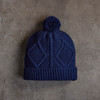 Women's Aran Handknit Hat - Navy