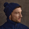 Men's Aran Handknit Hat - Navy
