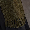 Women's Handknit Aran Scarf - Green
