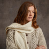 Women's Handknit Aran Scarf - Natural White