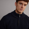 Men's Fisherman's Ribbed Half Zip Sweater - Blackwatch, Collar Detail