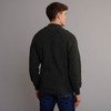 Men's Fisherman's Ribbed Half Zip Sweater - Army Green, Back Detail
