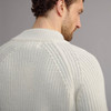 Men's Fisherman's Ribbed Half Zip Sweater - Natural White, Shoulder Detail