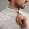 Men's Fisherman's Ribbed Half Zip Sweater - Natural White, Collar & Zip Detail
