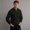 Men's Fisherman's Ribbed Half Zip Sweater - Army Green