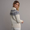 Women's Fair Isle Half Zip Aran Sweater - Natural White/Navy, Back Detail