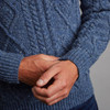 Kilronan Crew Neck Aran Sweater - Denim, Cuff Detail