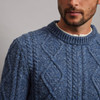 Kilronan Crew Neck Aran Sweater - Denim, Collar Detail