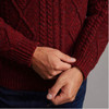Kilronan Crew Neck Aran Sweater -  Berry, Cuff Detail