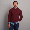 Kilronan Crew Neck Aran Sweater - Berry