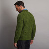 Kilronan Crew Neck Aran Sweater - Moss Green, Back Detail