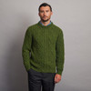 Kilronan Crew Neck Aran Sweater - Moss Green