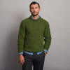 Kilronan Crew Neck Aran Sweater - Moss Green