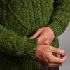Kilronan Crew Neck Aran Sweater - Moss Green, Cuff & Sleeve Detail
