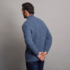 Dun Aonghasa Quarter Zip Aran Sweater - Denim, Back Detail
