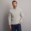 Dun Aonghasa Quarter Zip Aran Sweater - Slate Grey