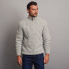Dun Aonghasa Quarter Zip Aran Sweater - Slate Grey