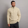 Dun Aonghasa Quarter Zip Aran Sweater - Natural White