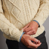 Dun Aonghasa Quarter Zip Aran Sweater - Natural White, Cuff & Sleeve