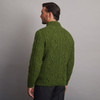 Dun Aonghasa Quarter Zip Aran Sweater - Moss Green, Back Detail