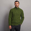 Dun Aonghasa Quarter Zip Aran Sweater - Moss Green