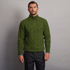 Dun Aonghasa Quarter Zip Aran Sweater - Moss Green