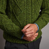 Dun Aonghasa Quarter Zip Aran Sweater - Moss Green, Cuff & Sleeve Detail
