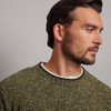 Men's Onaght Crew Neck Sweater - Green, Collar Detail