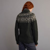 Women's Fair Isle Half Zip Aran Sweater - Green & Oatmeal, Back Detail