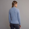 Women's Traditional Aran Crew Neck Sweater - Sky Blue, Back Detail