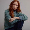 Women's Traditional Aran Crew Neck Sweater - Aqua