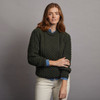 Women's Traditional Aran Crew Neck Sweater - Blackwatch