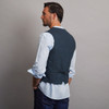 Men's Tweed Herringbone Waistcoat - Blue, Back Detail