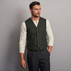 Men's Tweed Herringbone Waistcoat - Olive
