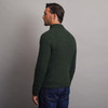 Men's Half Zip Wool Cable Pattern Sweater - Army Green, Back Detail